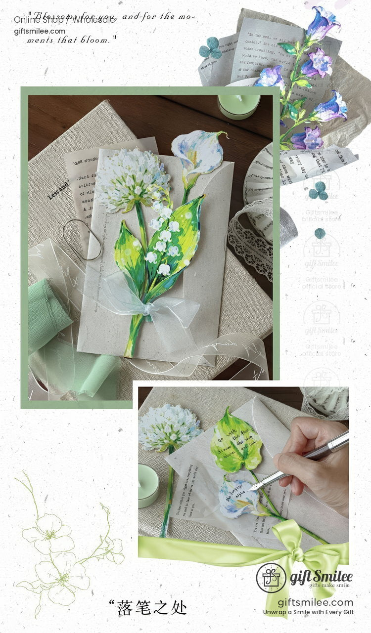 Writable Hard Card Floral Illustration 10Pcs Sticker Pack | KS-SA-4436