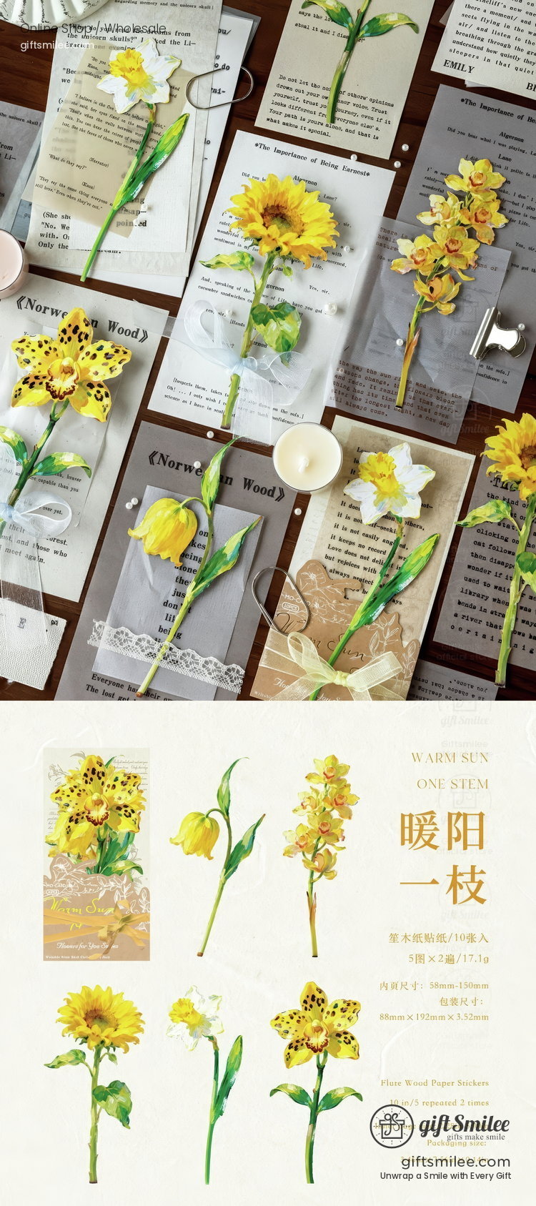 Writable Hard Card Floral Illustration 10Pcs Sticker Pack | KS-SA-4436
