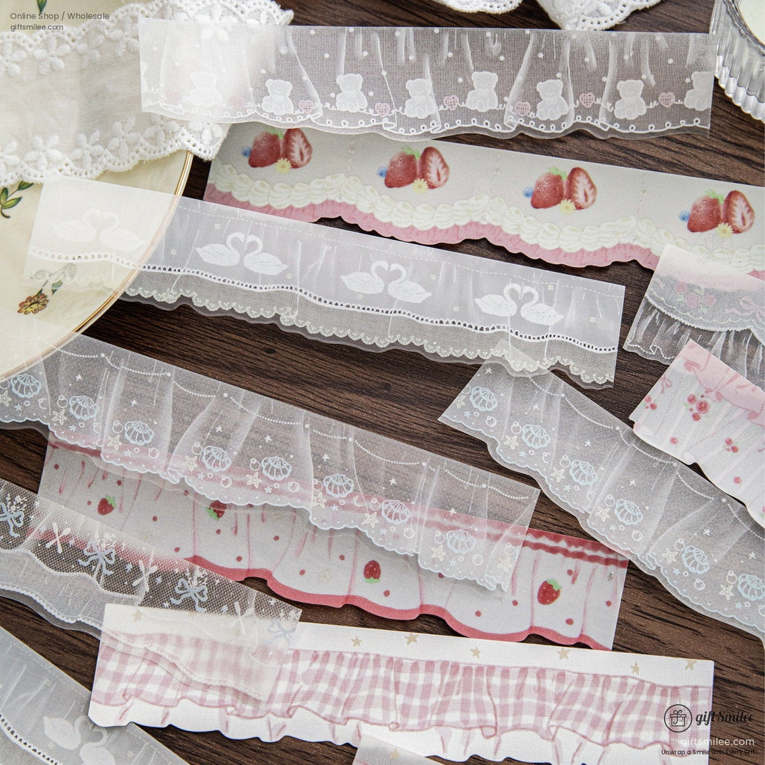Transparent Lace Ruffle Pastel 10-Piece Sticker Pack | KS-SA-4438