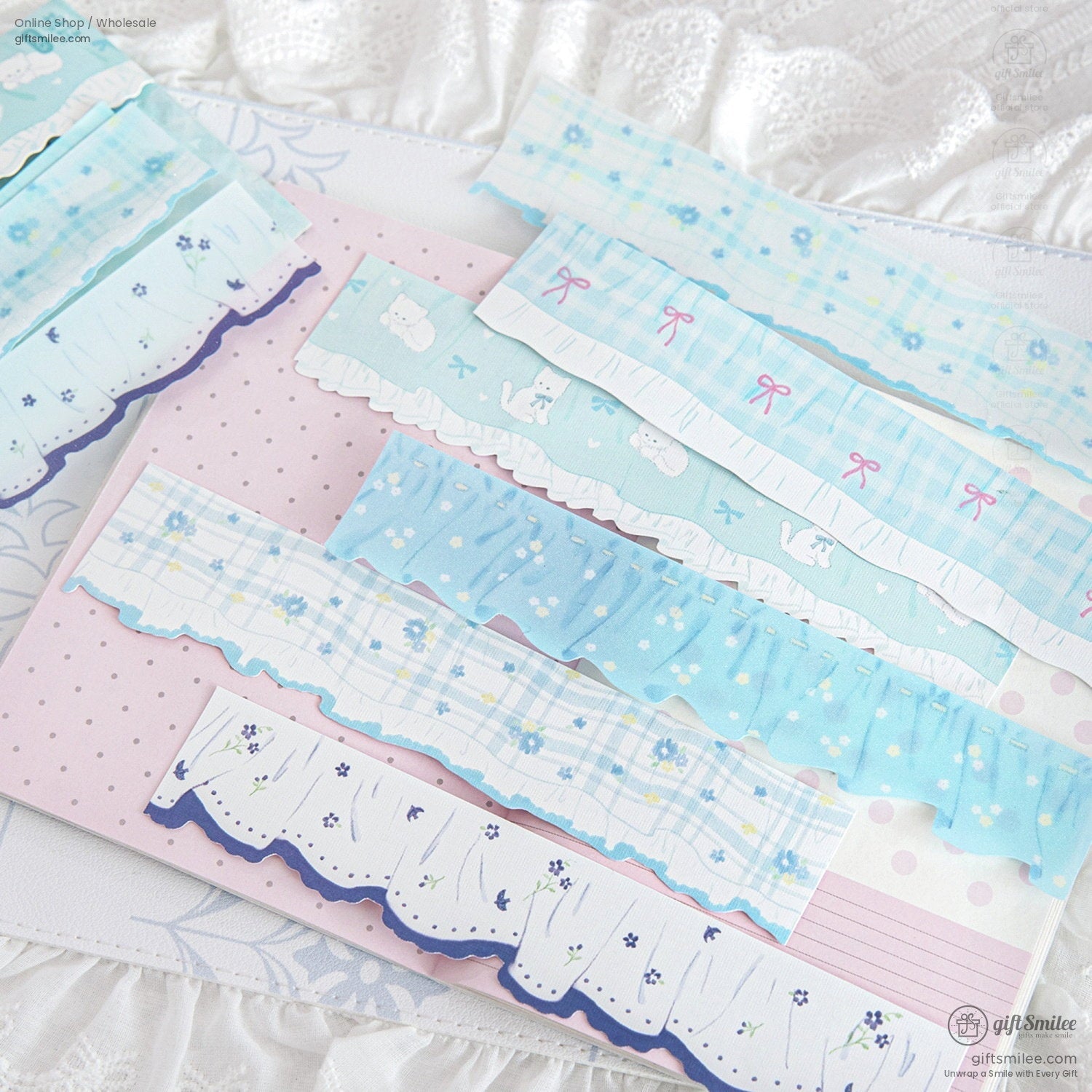 Transparent Lace Ruffle Pastel 10-Piece Sticker Pack | KS-SA-4438