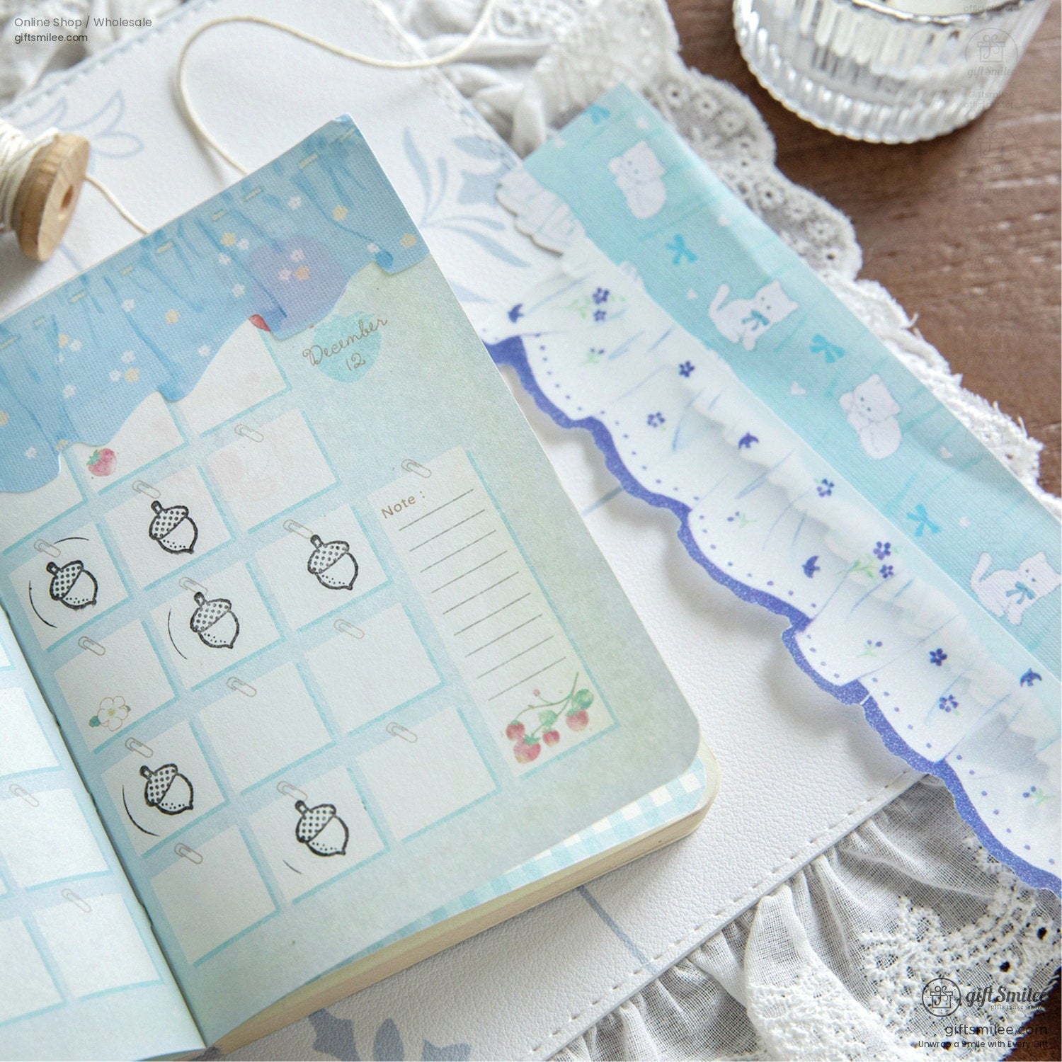 Transparent Lace Ruffle Pastel 10-Piece Sticker Pack | KS-SA-4438