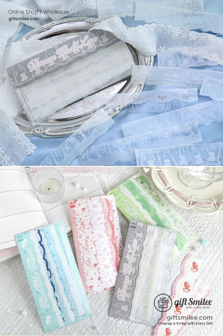 Transparent Lace Ruffle Pastel 10-Piece Sticker Pack | KS-SA-4438