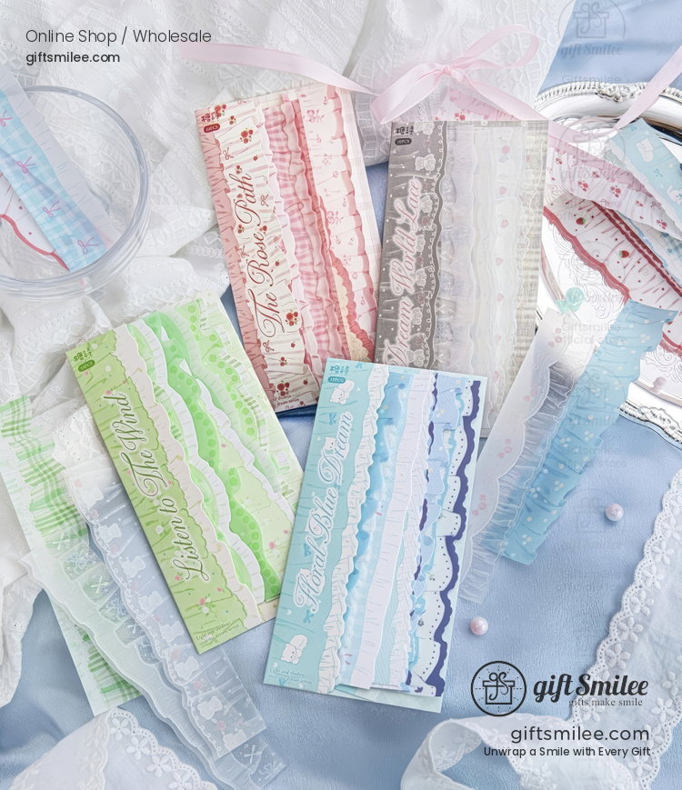Transparent Lace Ruffle Pastel 10-Piece Sticker Pack | KS-SA-4438