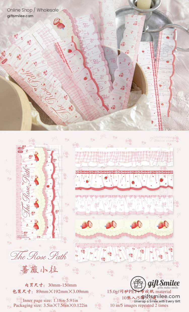 Transparent Lace Ruffle Pastel 10-Piece Sticker Pack | KS-SA-4438