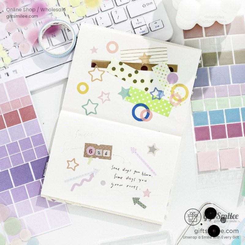 Pastel Gradient 30-Sheet Spiral Assorted Patterns Sticker Book | KS-SA-4439