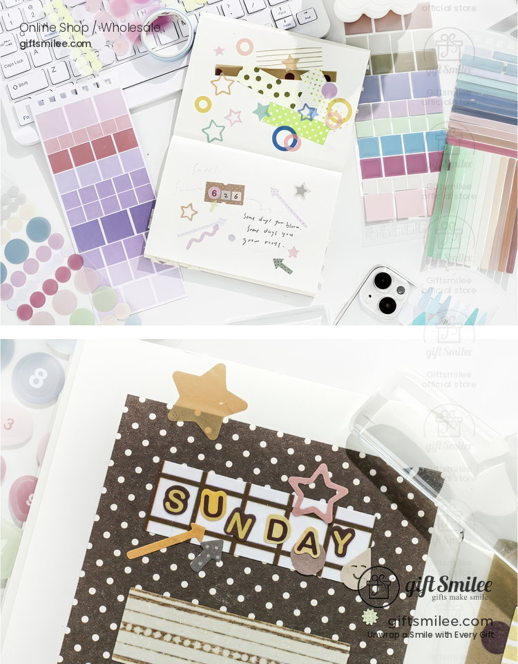Pastel Gradient 30-Sheet Spiral Assorted Patterns Sticker Book | KS-SA-4439