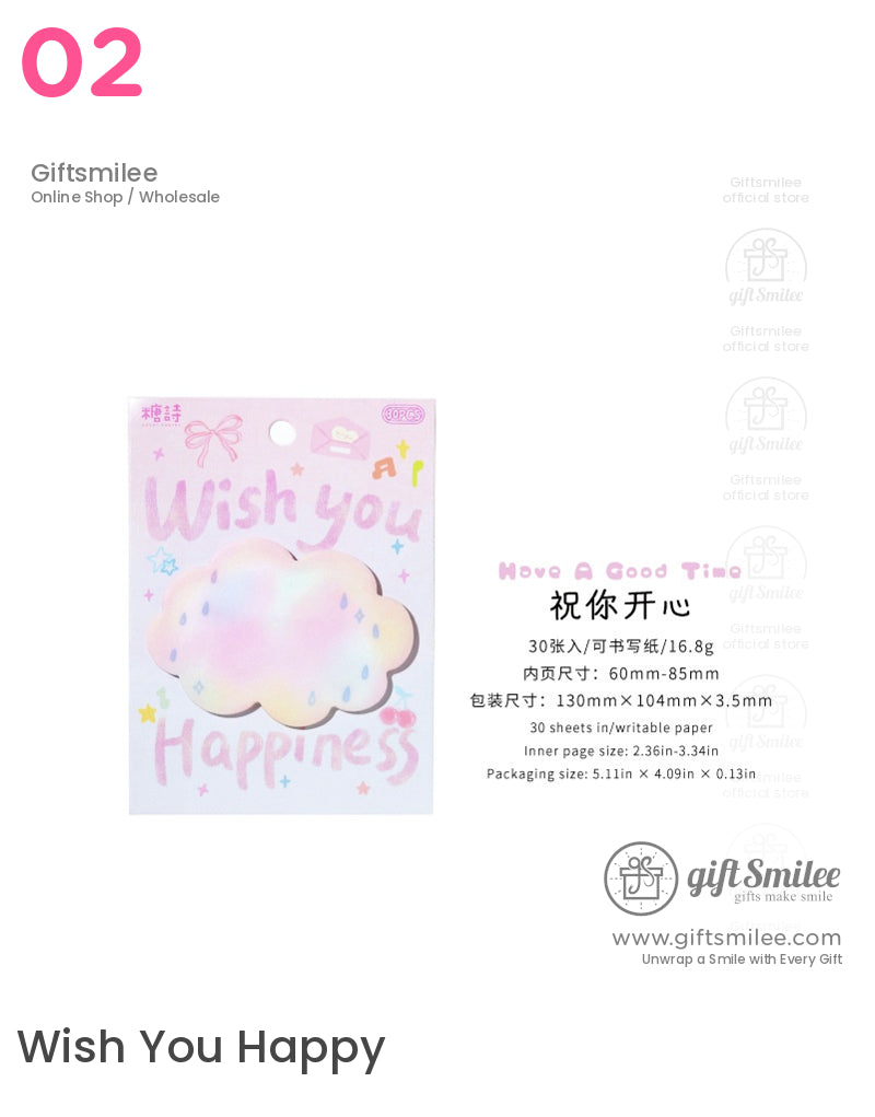 夢幻粉彩星狀三葉草雲蝴蝶便利貼 | 日常生活