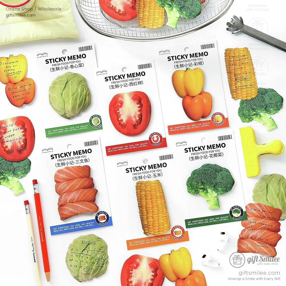 Photoreal Food Print Repositionable Adhesive 30 Sheets Sticky Notes | KS-SN-041