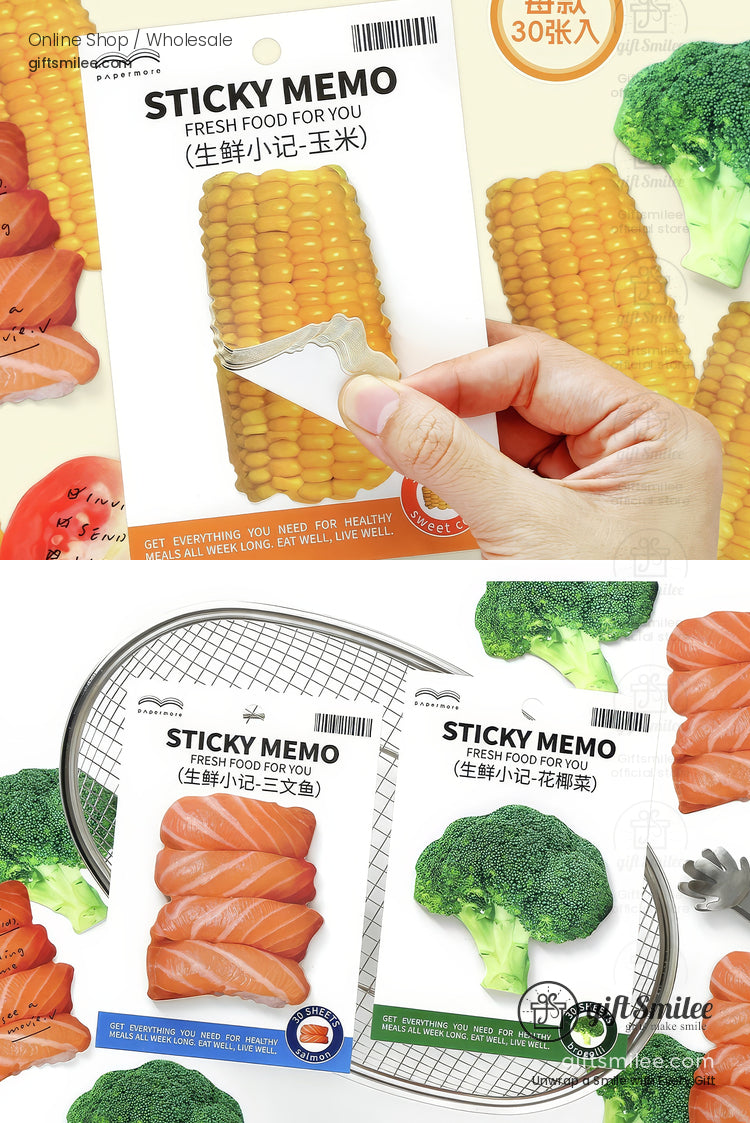 Photoreal Food Print Repositionable Adhesive 30 Sheets Sticky Notes | KS-SN-041