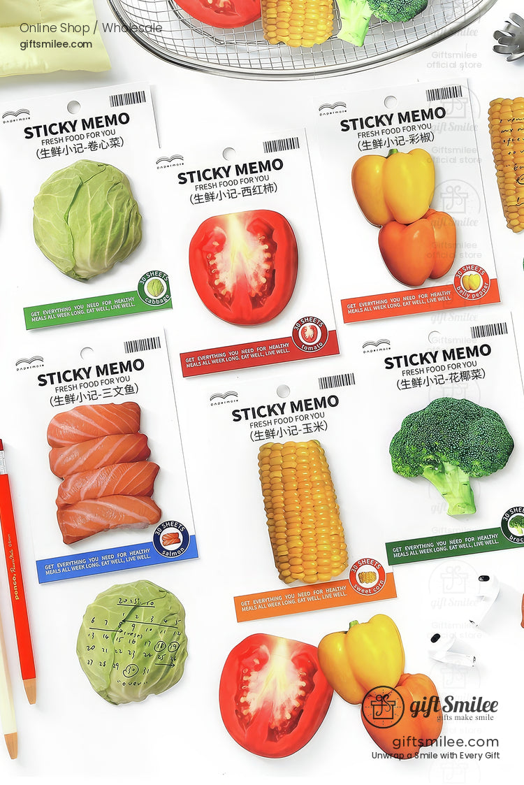 Photoreal Food Print Repositionable Adhesive 30 Sheets Sticky Notes | KS-SN-041