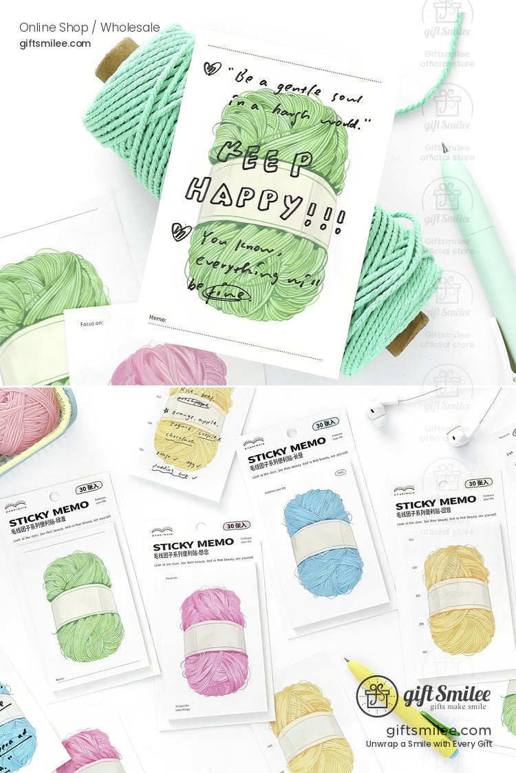 Matte Writable Yarn-Print 30-Sheet Sticky Notes | KS-SN-043