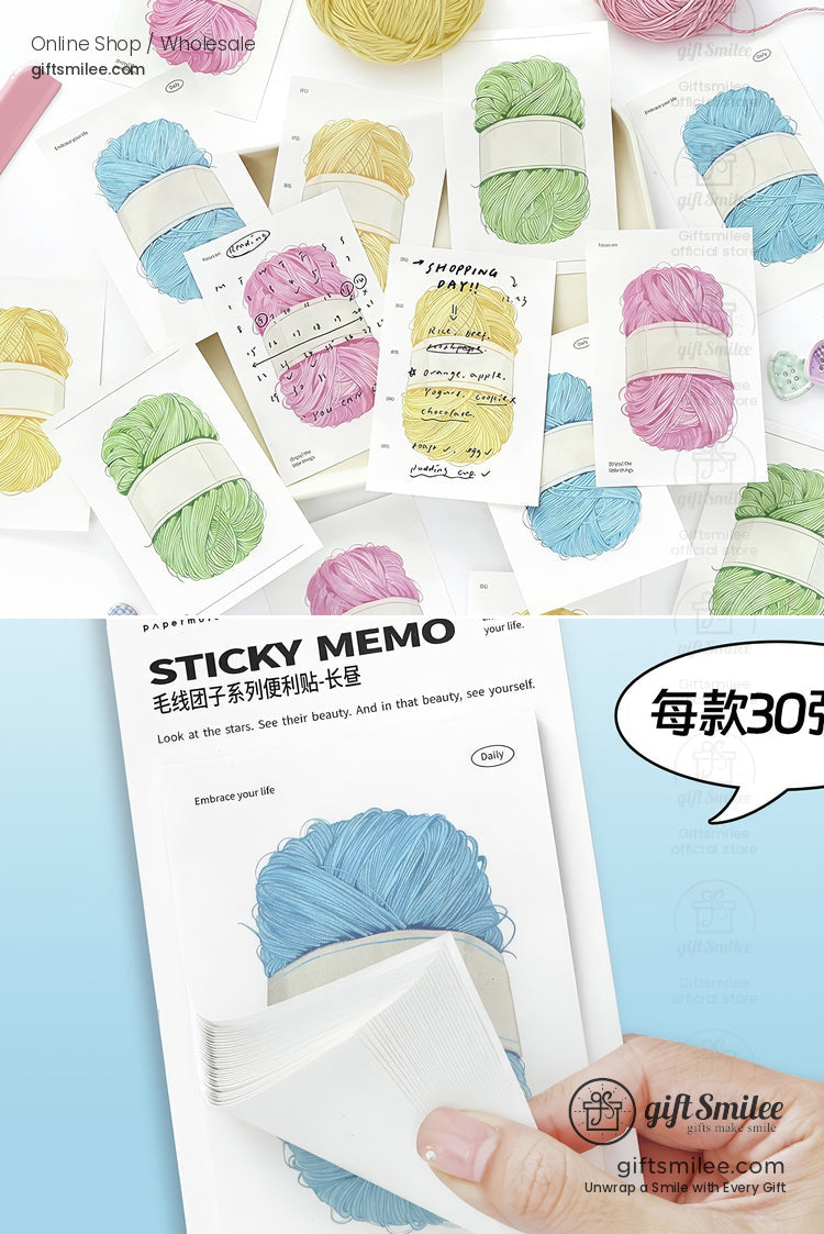 Matte Writable Yarn-Print 30-Sheet Sticky Notes | KS-SN-043