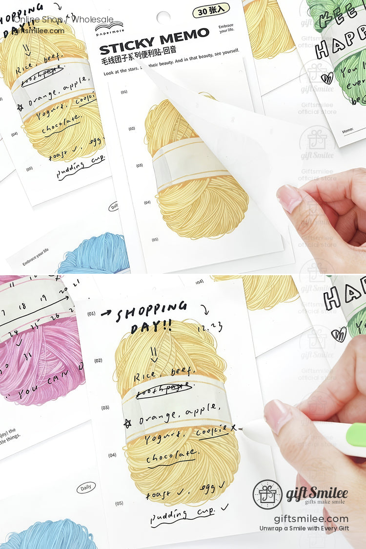 Matte Writable Yarn-Print 30-Sheet Sticky Notes | KS-SN-043