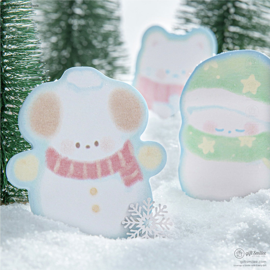 Pastel Die‑Cut Winter Characters Sticky Notes | KS-SN-044