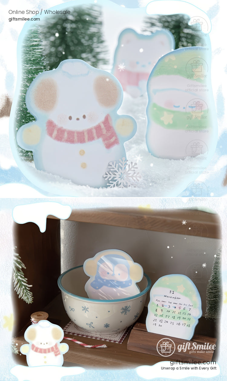 Pastel Die‑Cut Winter Characters Sticky Notes | KS-SN-044