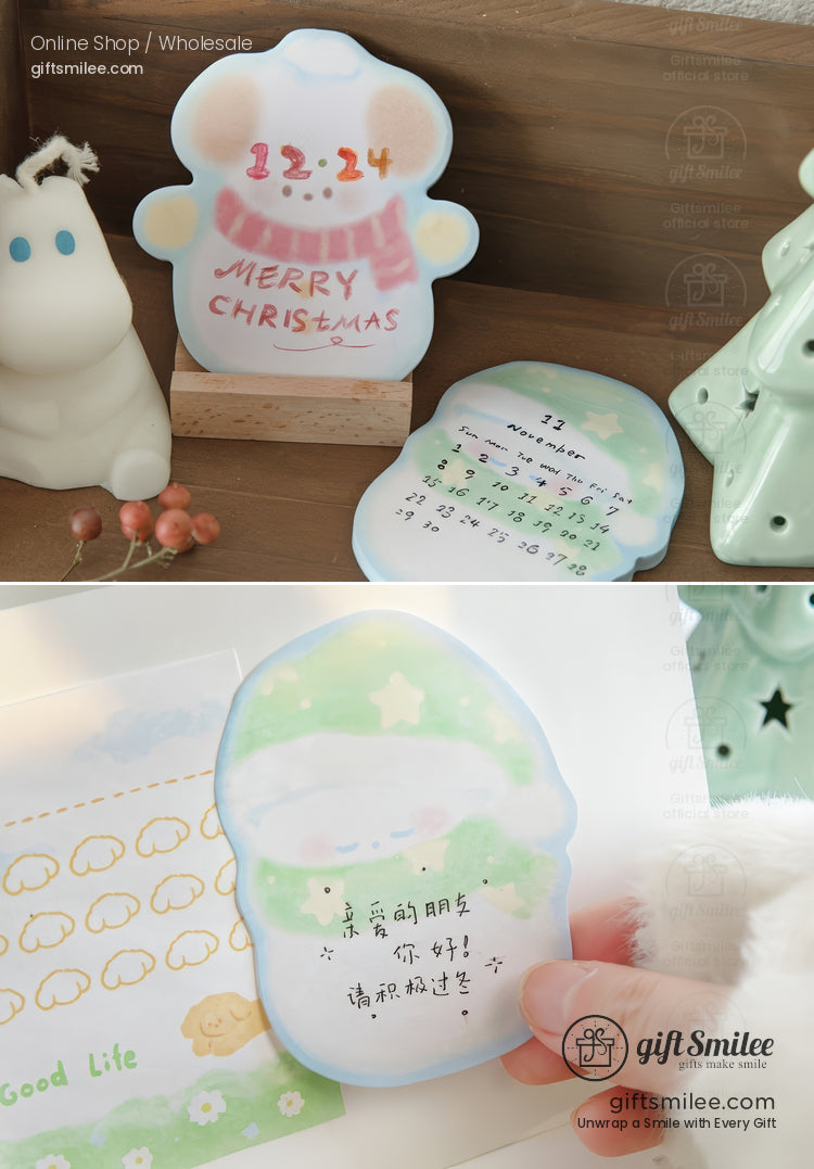Pastel Die‑Cut Winter Characters Sticky Notes | KS-SN-044