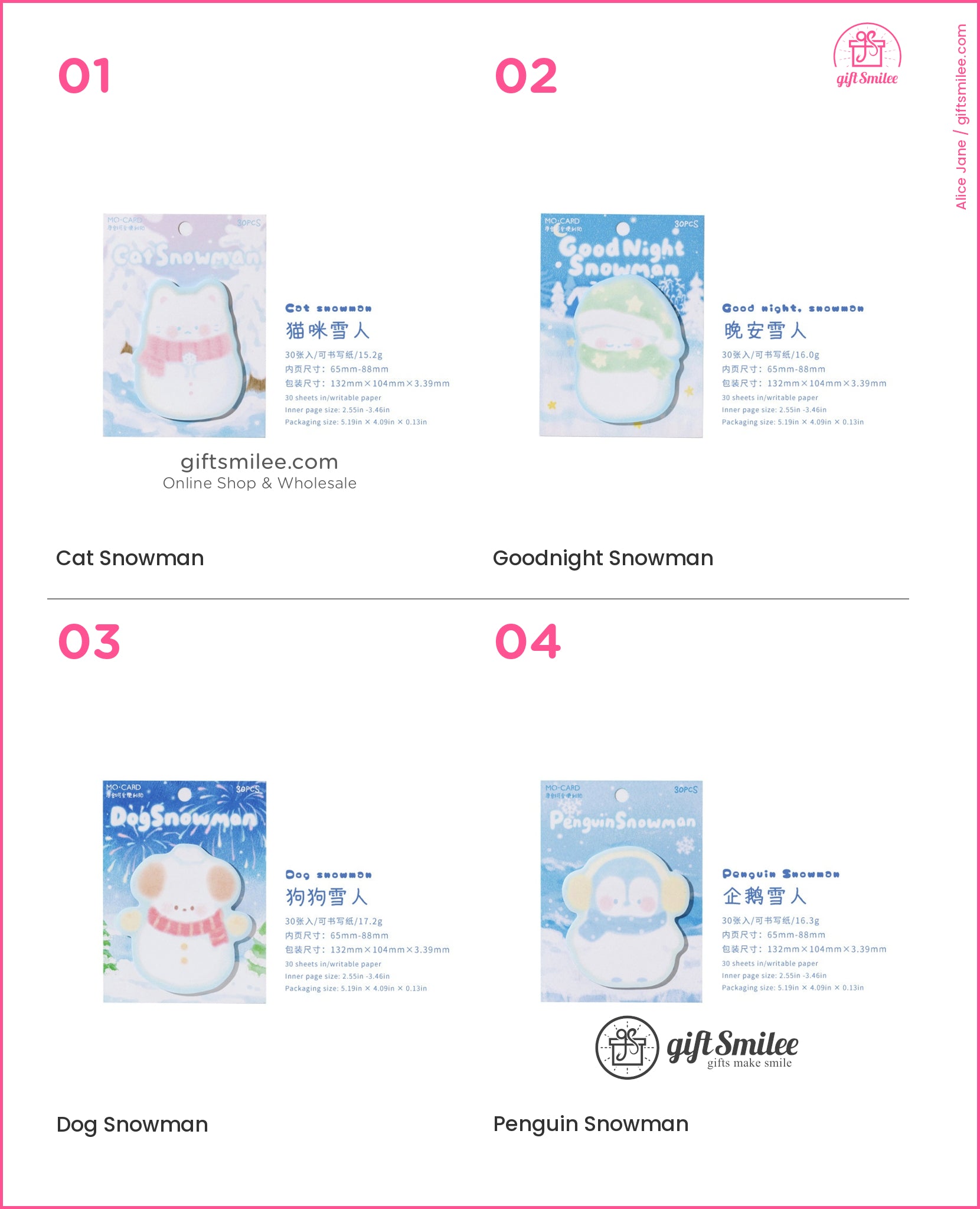 Pastel Die‑Cut Winter Characters Sticky Notes | KS-SN-044