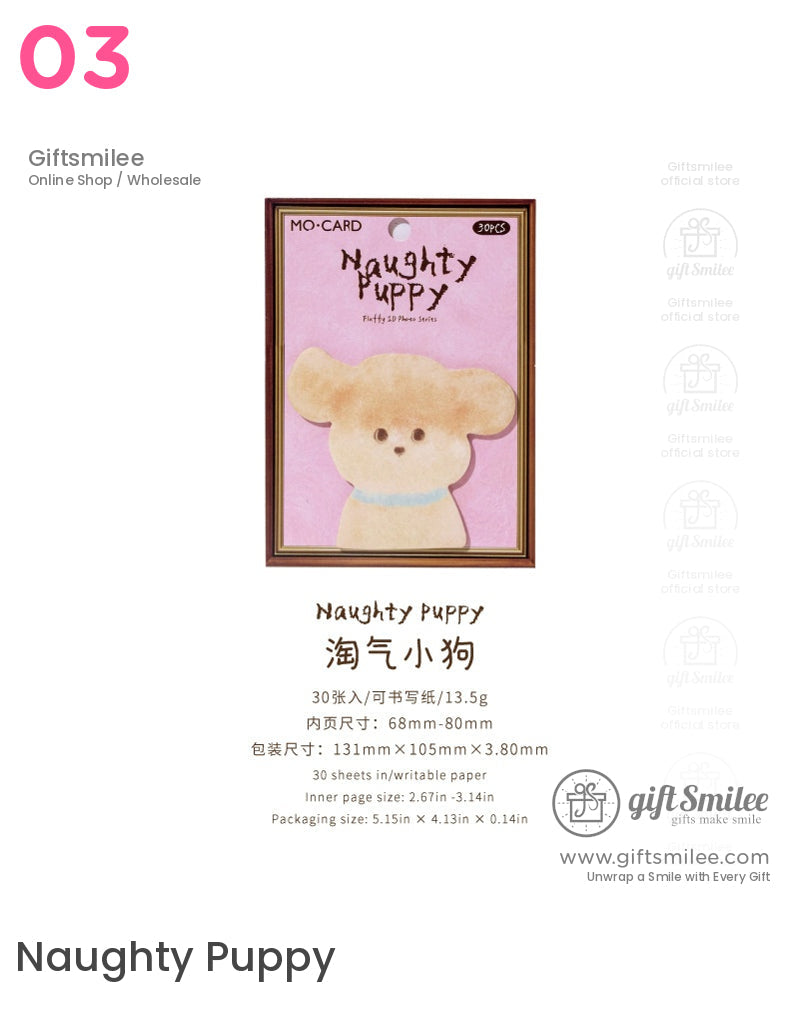 Die‑Cut Fuzzy Texture Animal Faces 30 Sheets Sticky Notes | KS-SN-045