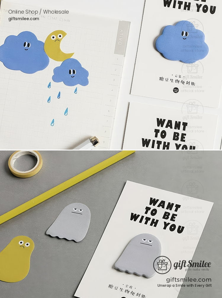 Die-Cut Cartoon Creature Assorted Colors Sticky Notes | KS-SN-048
