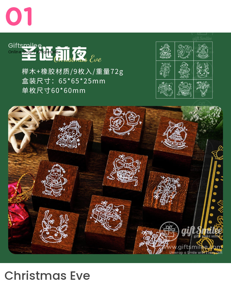 聖誕鹿字母聖誕夜木質印章 | KS-WS-335