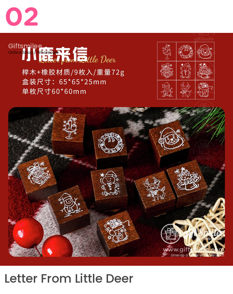 聖誕鹿字母聖誕夜木質印章 | KS-WS-335