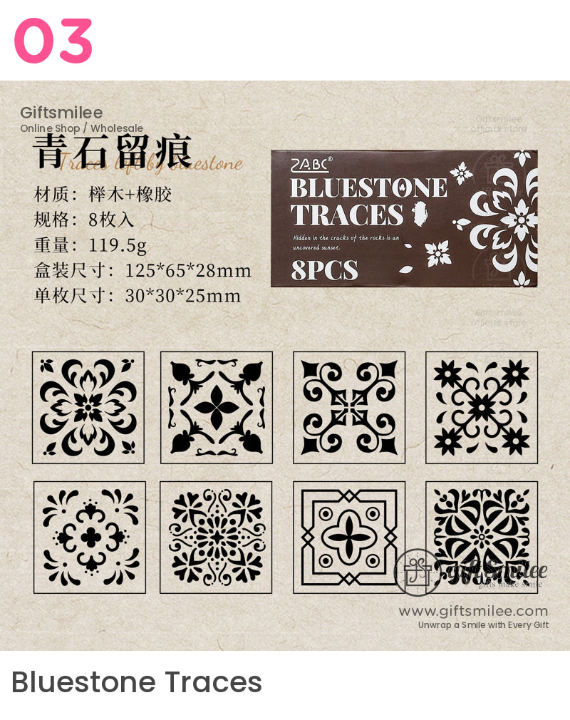 雕刻紋理經典復古印花裝飾橡膠印章套裝 | KS-WS-336 