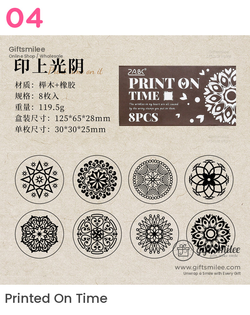 雕刻紋理經典復古印花裝飾橡膠印章套裝 | KS-WS-336 