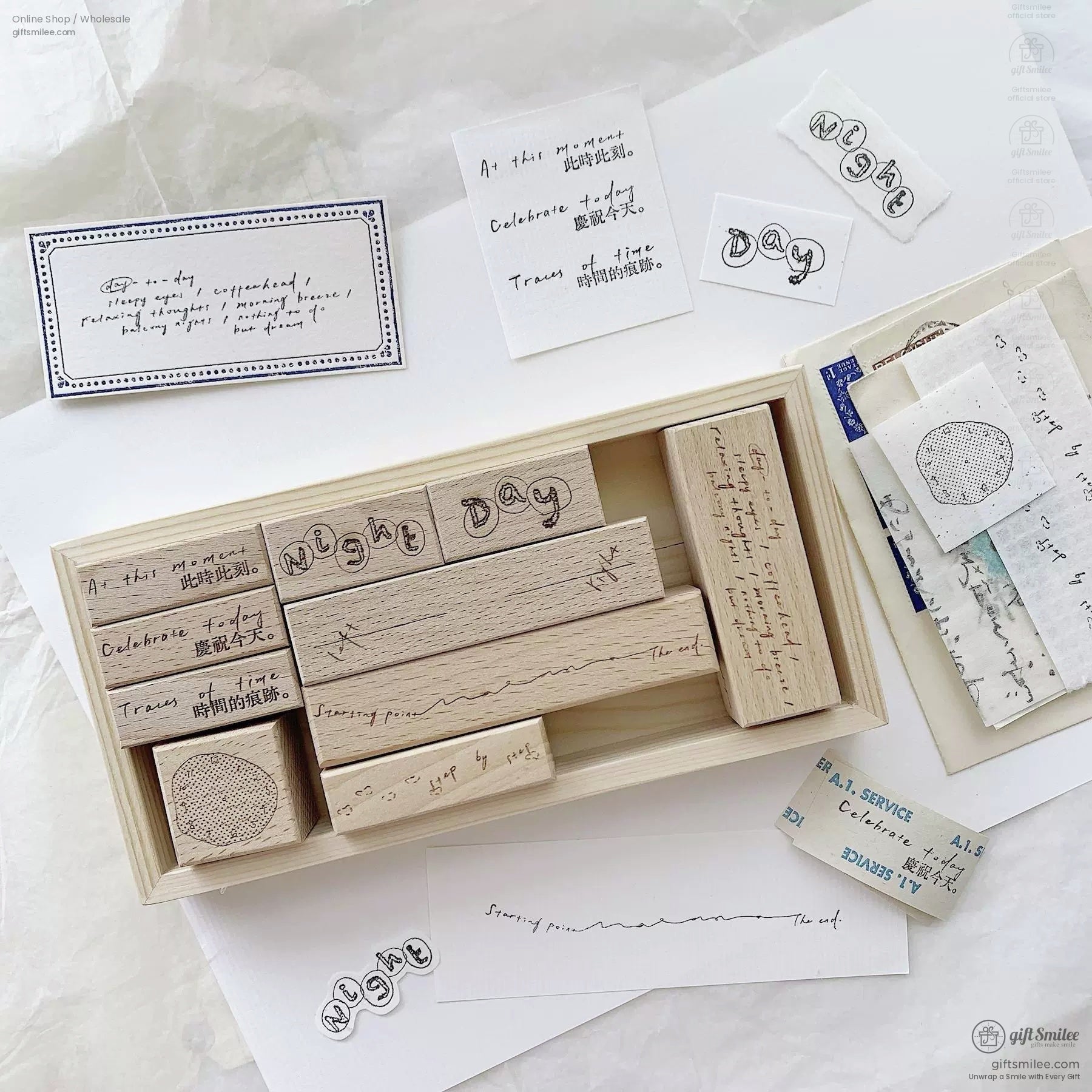 Clock Daily Life Wood Rubber Stamps Set | KS-WS-347