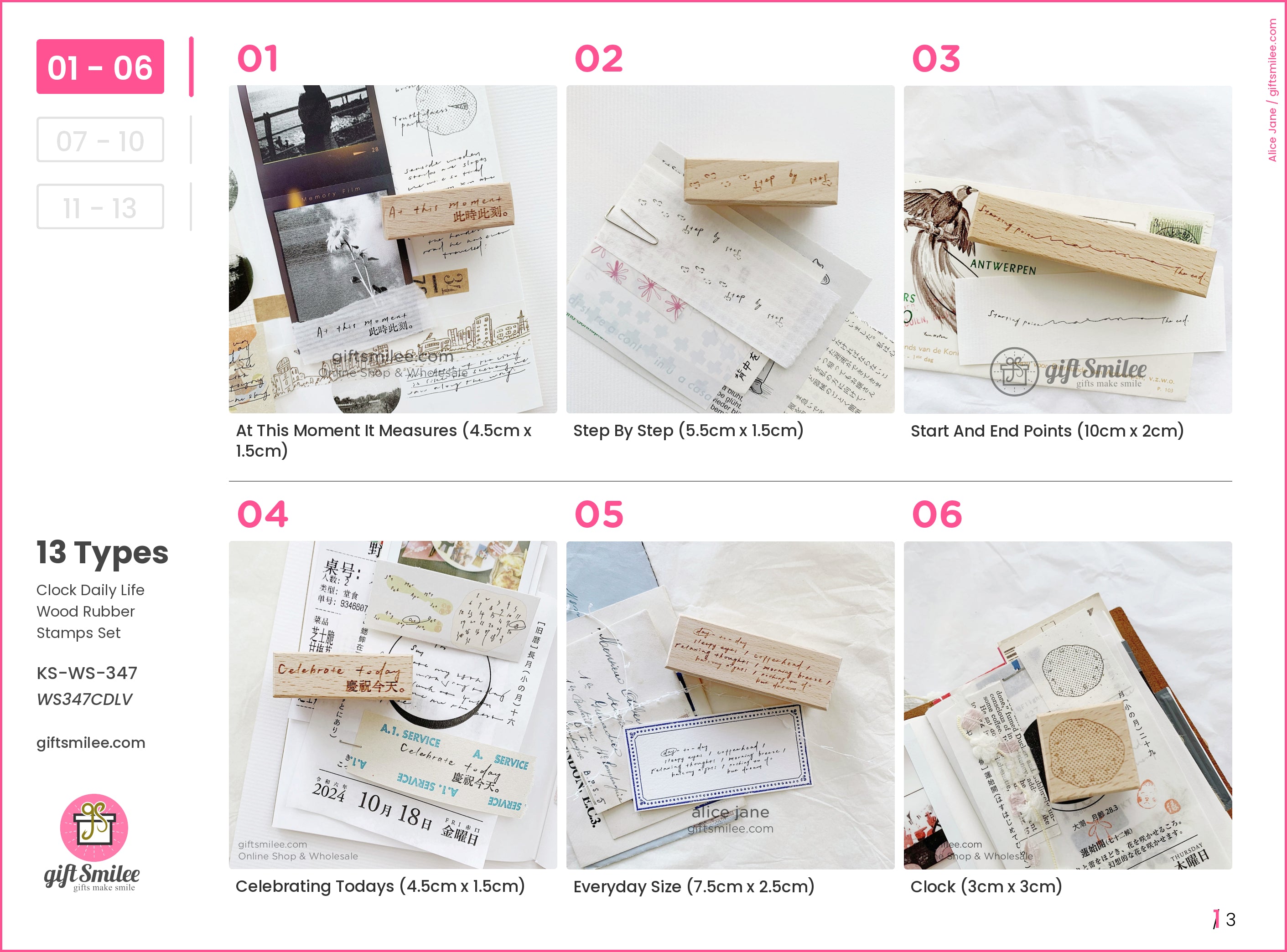Clock Daily Life Wood Rubber Stamps Set | KS-WS-347