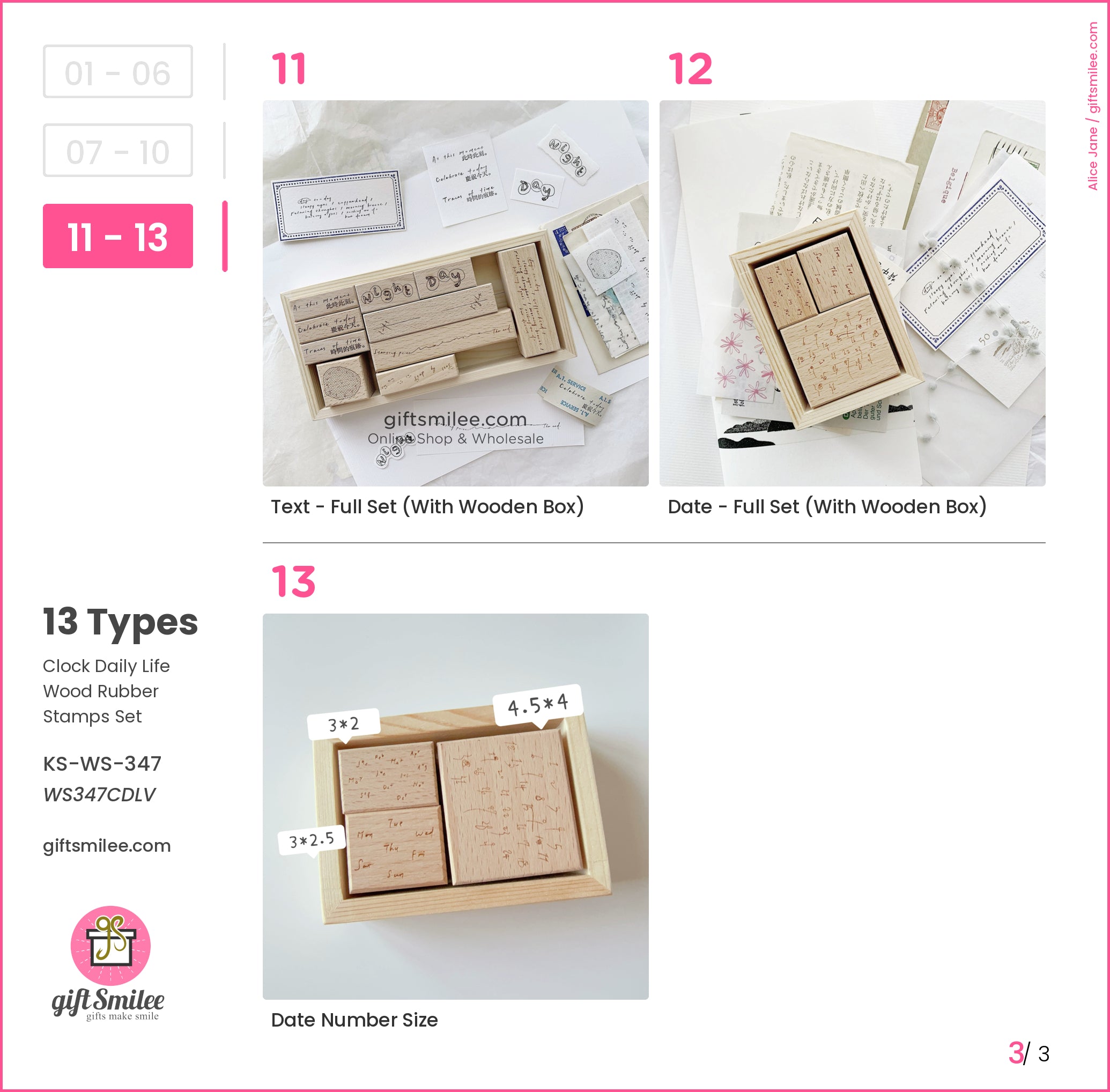 Clock Daily Life Wood Rubber Stamps Set | KS-WS-347