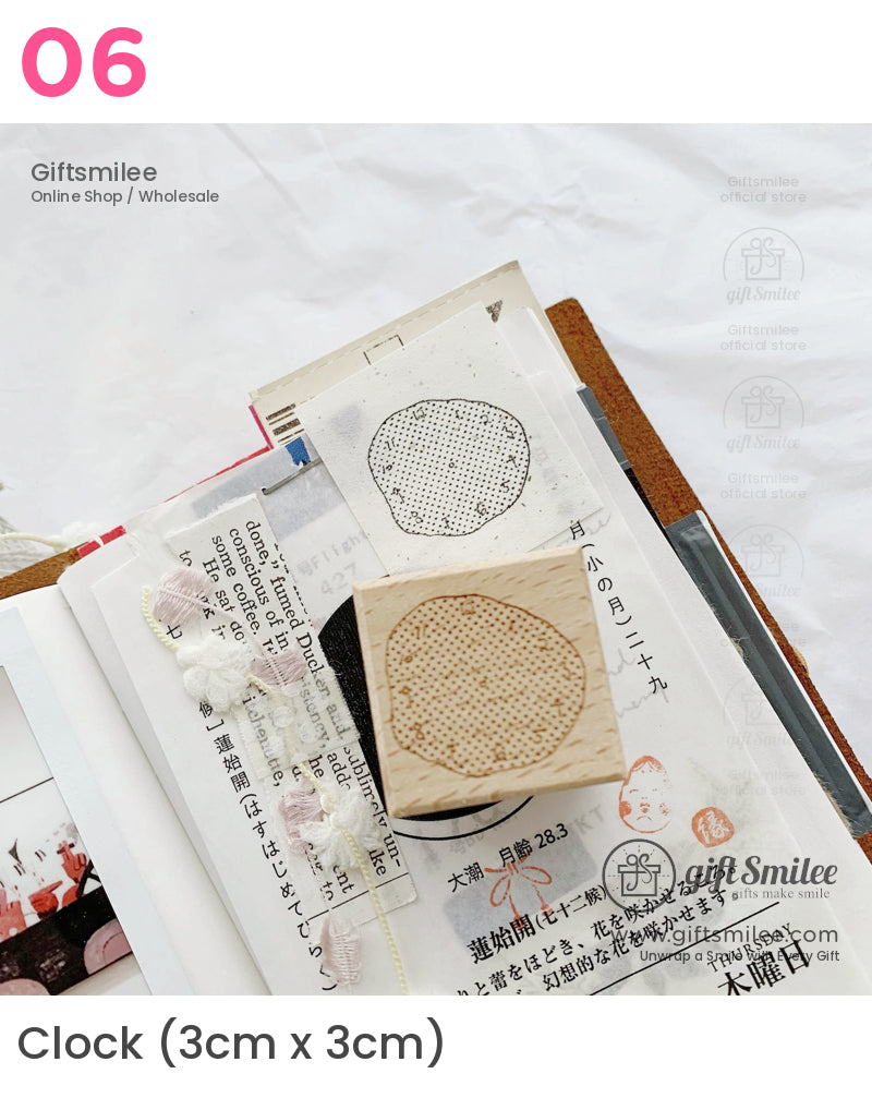 Clock Daily Life Wood Rubber Stamps Set | KS-WS-347