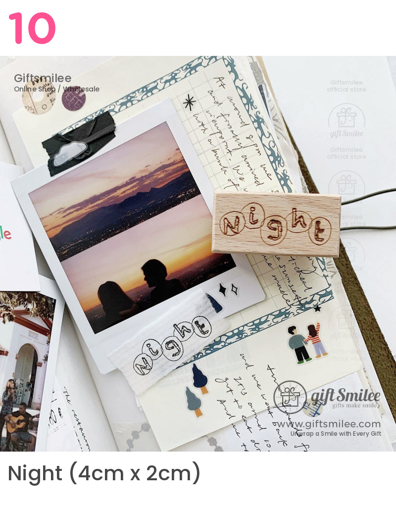 Clock Daily Life Wood Rubber Stamps Set | KS-WS-347