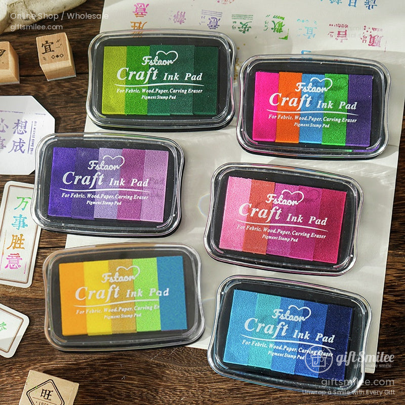 Assorted colorful craft ink pads in vibrant multicolored shades ideal for fabric wood paper and carving projects