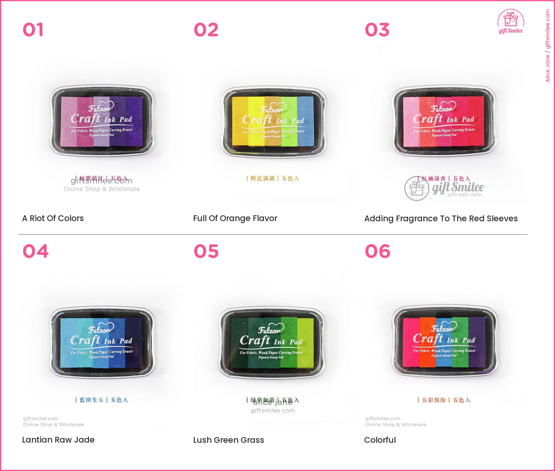 Purple and black craft ink pad with bold white lettering in a rectangular plastic case  