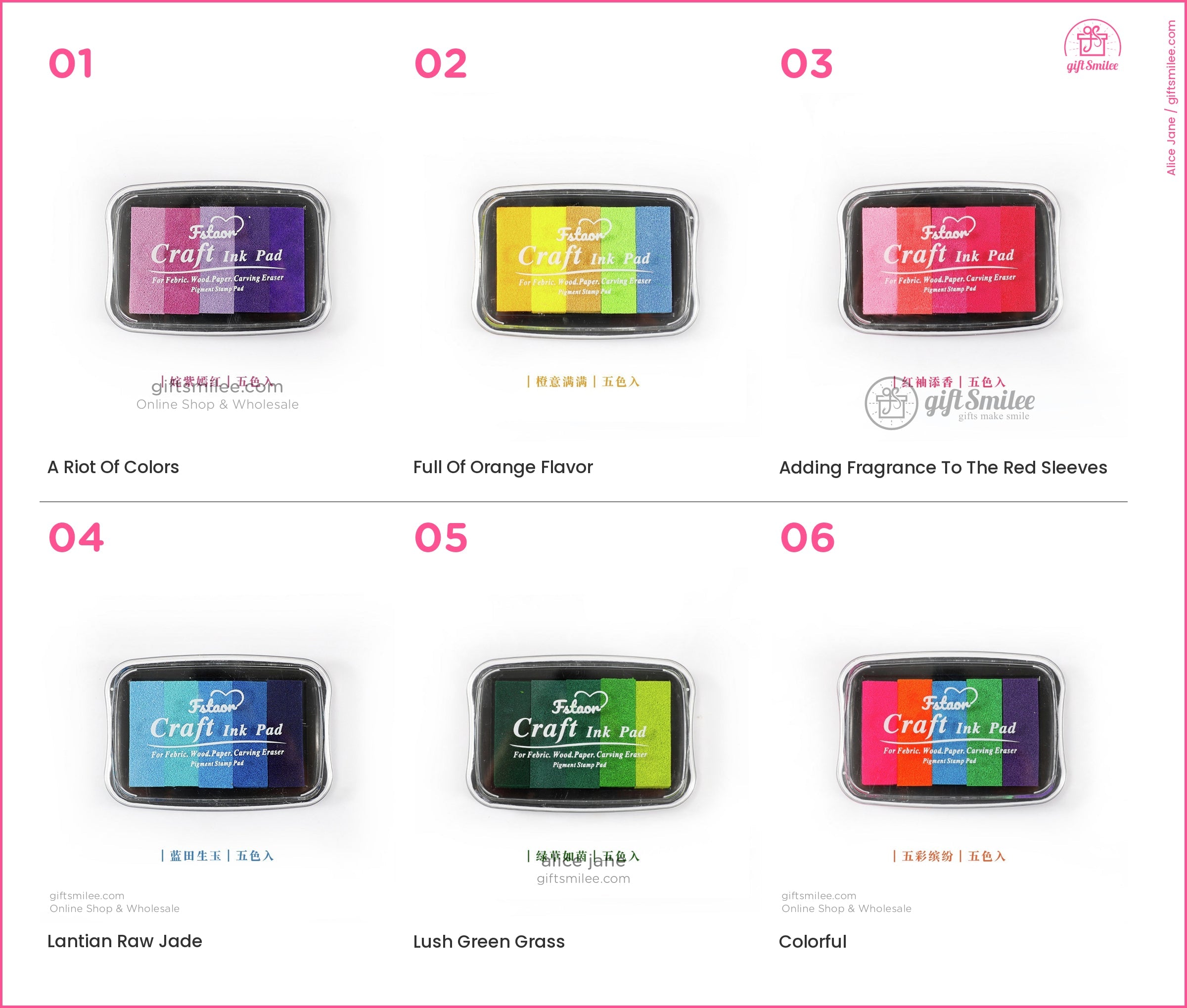 Purple and black craft ink pad with bold white lettering in a rectangular plastic case  