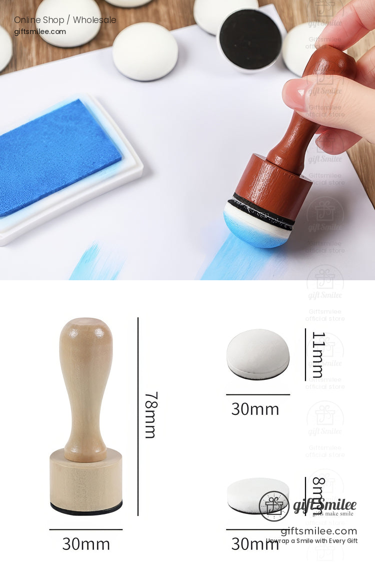 Brown wooden handle sponge dauber with replaceable white foam pads ideal for crafting and ink blending projects
