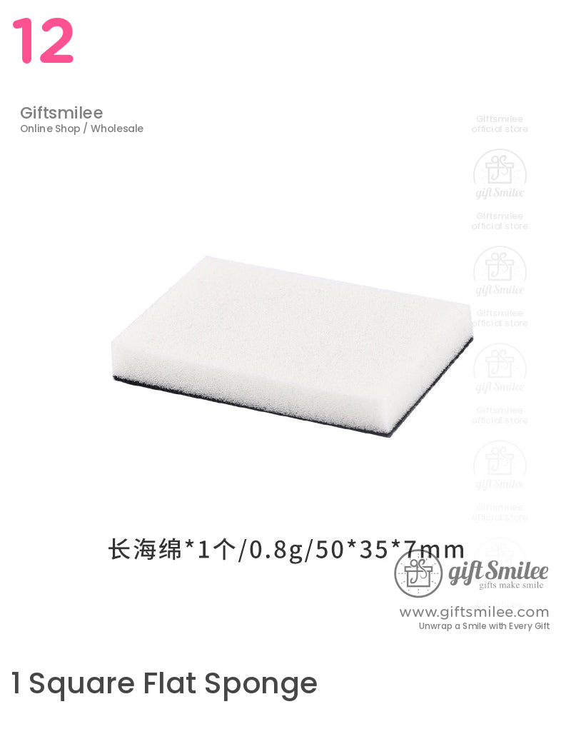 Rectangular white foam sponge with black base lightweight design measuring 50x35x7mm for versatile cleaning tasks