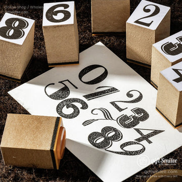 Vintage Number Fonts Rubber 0–9 Set Number Rubber Stamps | KS-WS-356