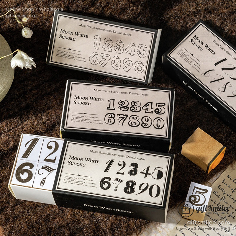 Vintage Number Fonts Rubber 0–9 Set Number Rubber Stamps | KS-WS-356