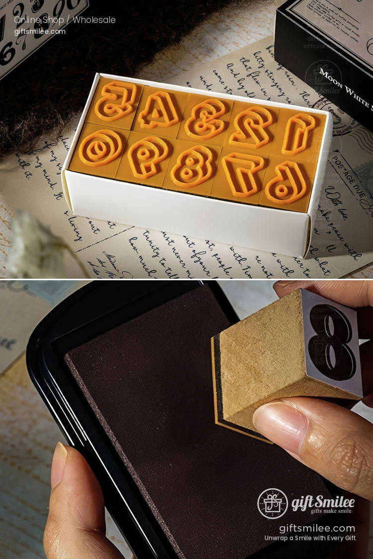 Vintage Number Fonts Rubber 0–9 Set Number Rubber Stamps | KS-WS-356