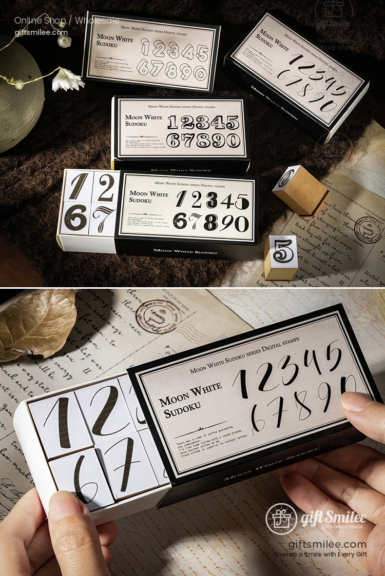 Vintage Number Fonts Rubber 0–9 Set Number Rubber Stamps | KS-WS-356