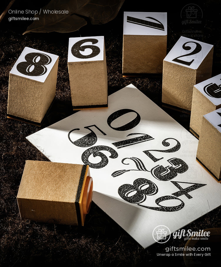 Vintage Number Fonts Rubber 0–9 Set Number Rubber Stamps | KS-WS-356