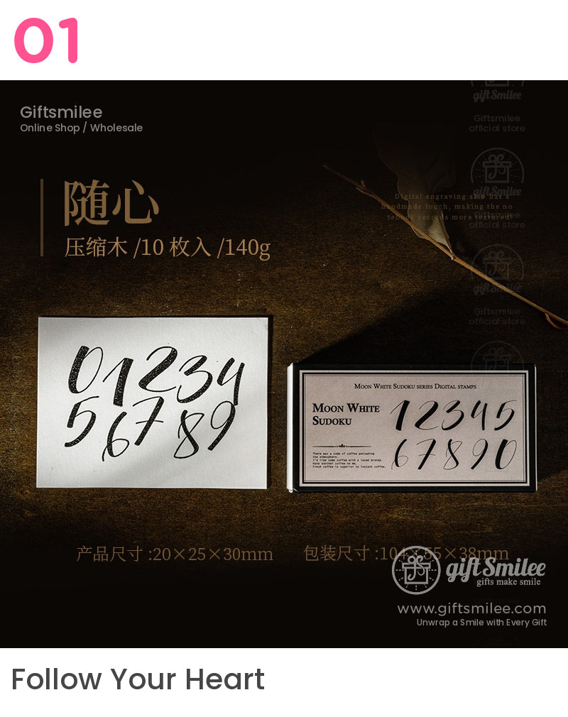 Vintage Number Fonts Rubber 0–9 Set Number Rubber Stamps | KS-WS-356