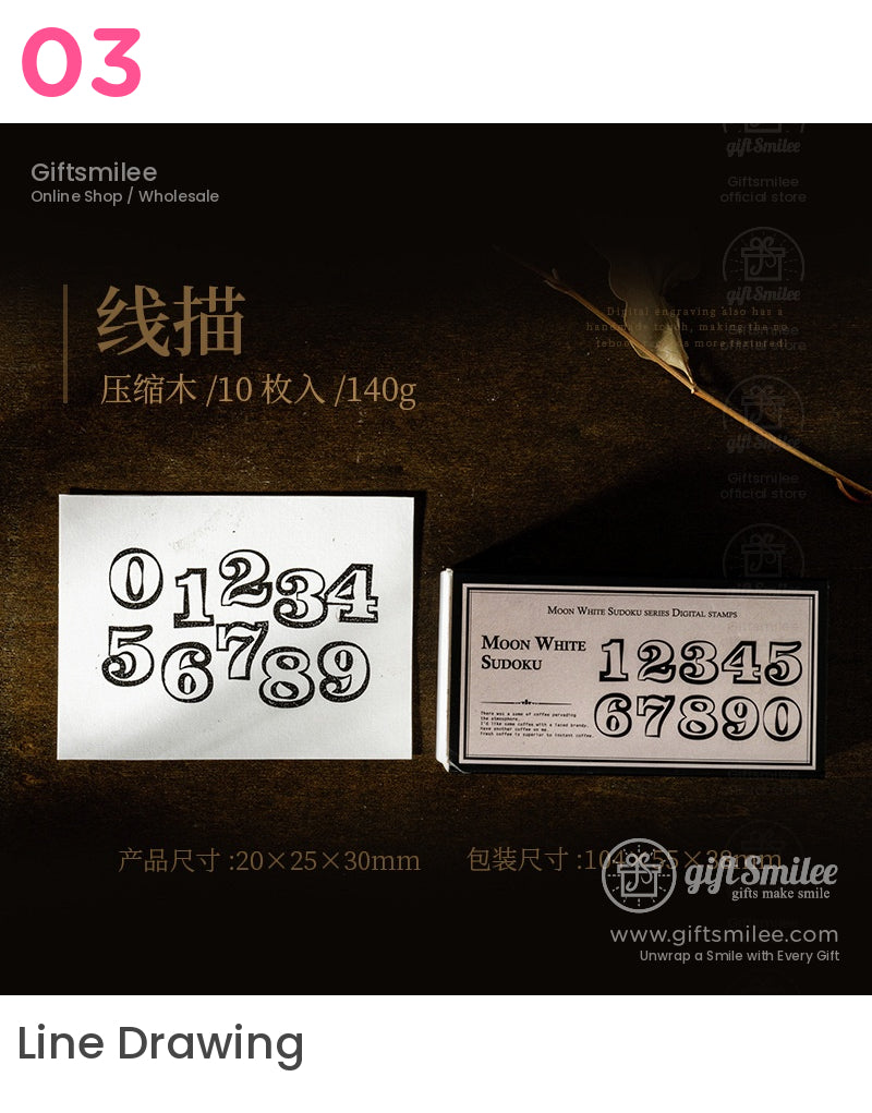 Vintage Number Fonts Rubber 0–9 Set Number Rubber Stamps | KS-WS-356