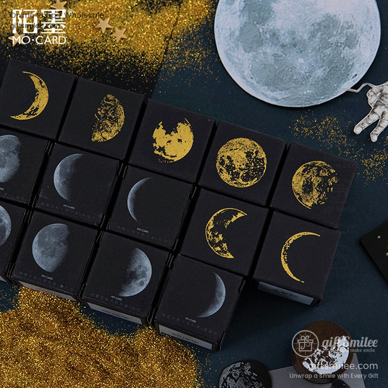 Solid Wood Round Moon Phases Wooden Rubber Stamps | KS-WS-359