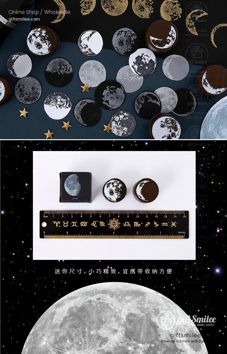 Solid Wood Round Moon Phases Wooden Rubber Stamps | KS-WS-359