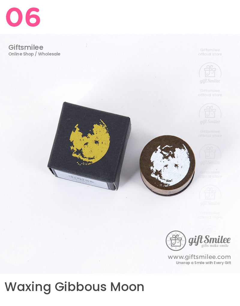 Solid Wood Round Moon Phases Wooden Rubber Stamps | KS-WS-359