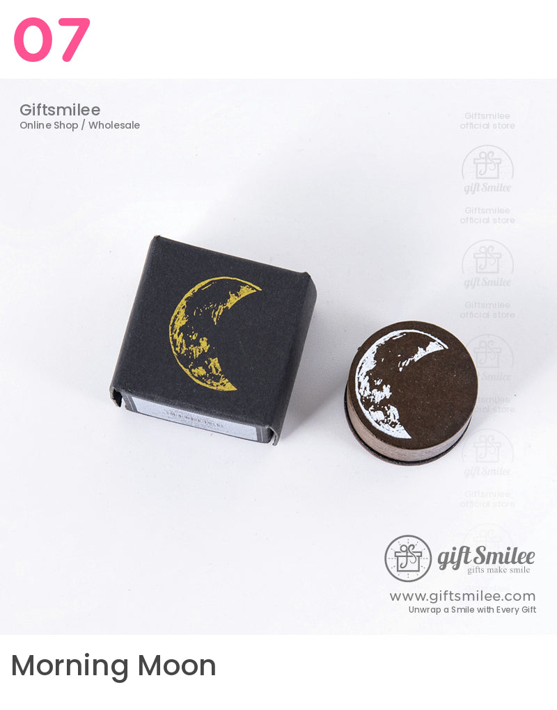 Solid Wood Round Moon Phases Wooden Rubber Stamps | KS-WS-359