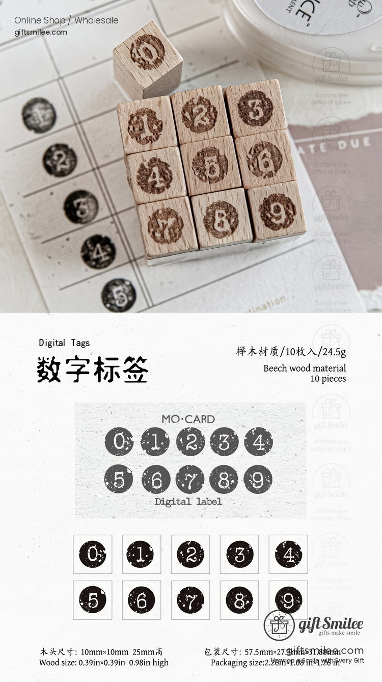 Beechwood Vintage Numeric Series Number Stamp Set | KS-WS-369