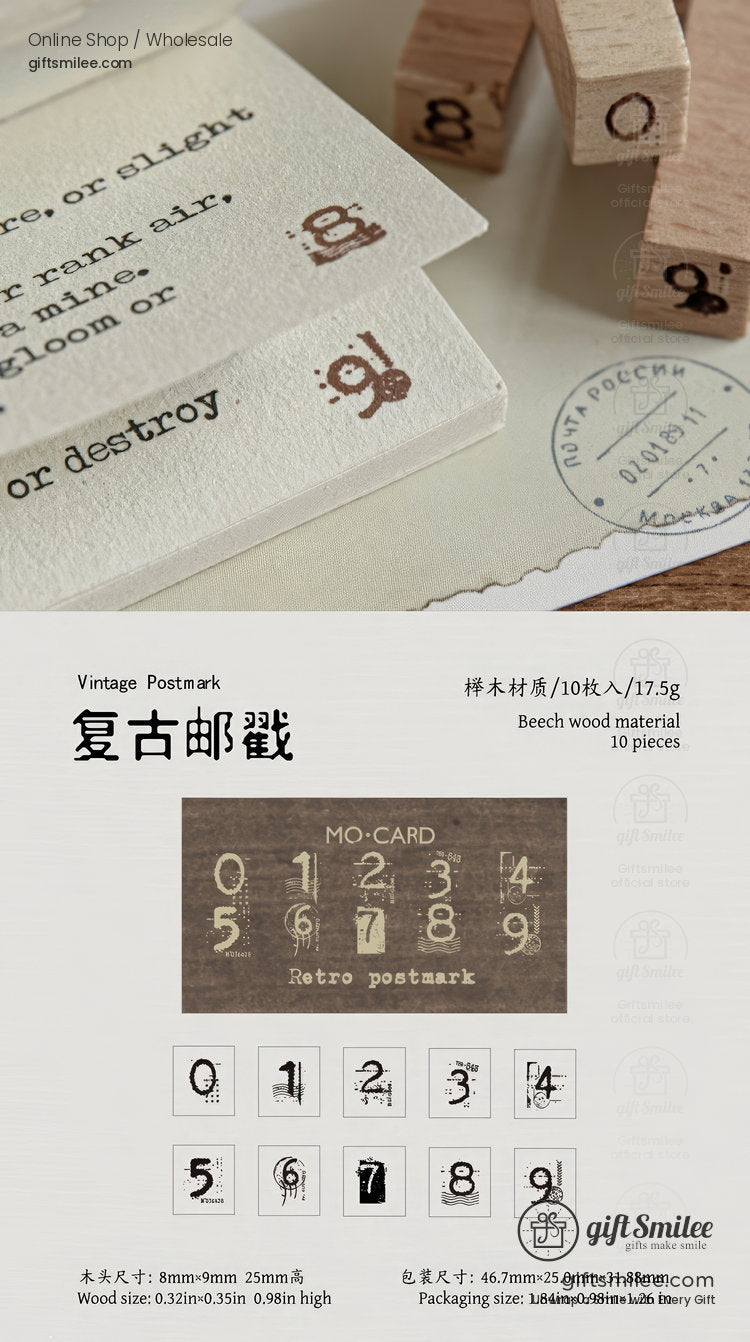 Beechwood Vintage Numeric Series Number Stamp Set | KS-WS-369